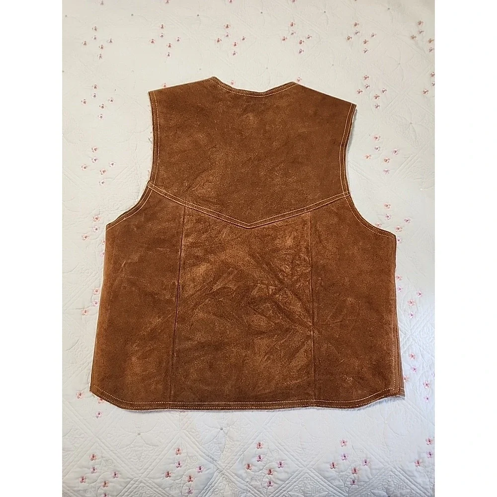 Vtg Men's Flying Ranchwear By Ruddock Mfg Co‎ Leather Lined Vest Size XL - Picture 2 of 8